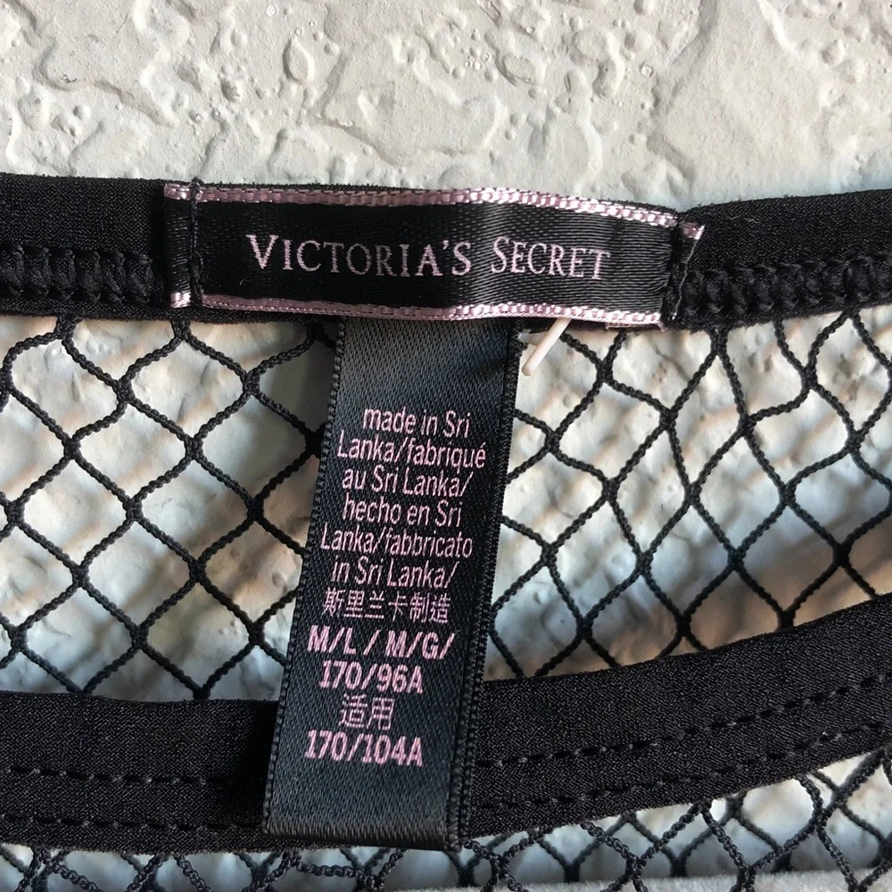 Victoria’s Secret Sheer Fishnet Mesh Slip Dress Lingerie M/L Black